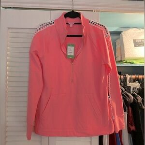 NWT Lilly Pulitzer Heathered Pascha Pink 1/4 zip sweatshirt Size Medium